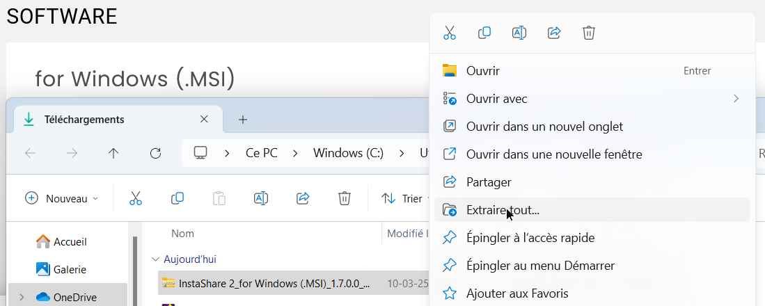 Extraire le fichier téléchargé