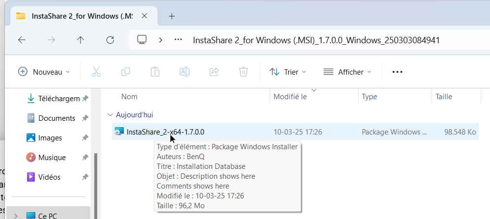 Ouvrir le programme d'installation