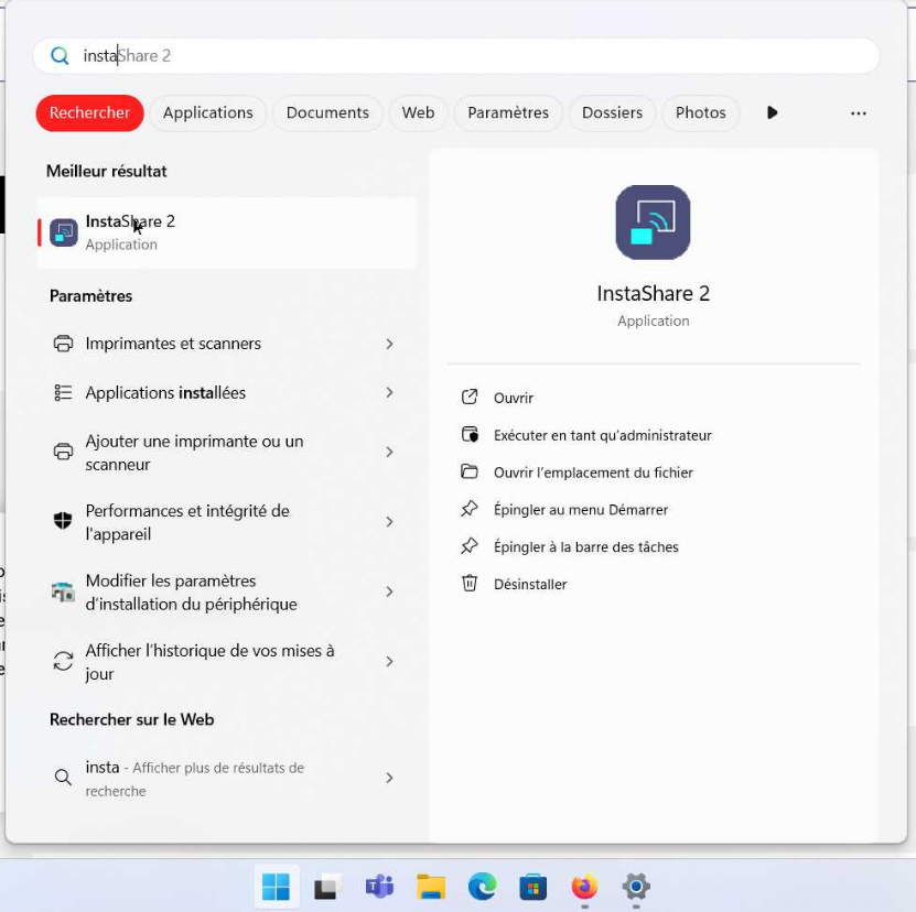 Rechercher et exécuter Instashare 2