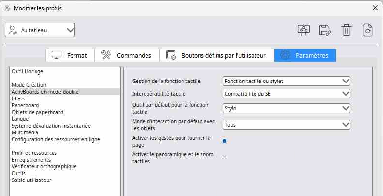 Configurer le profil «Au tableau» pour un écran benq