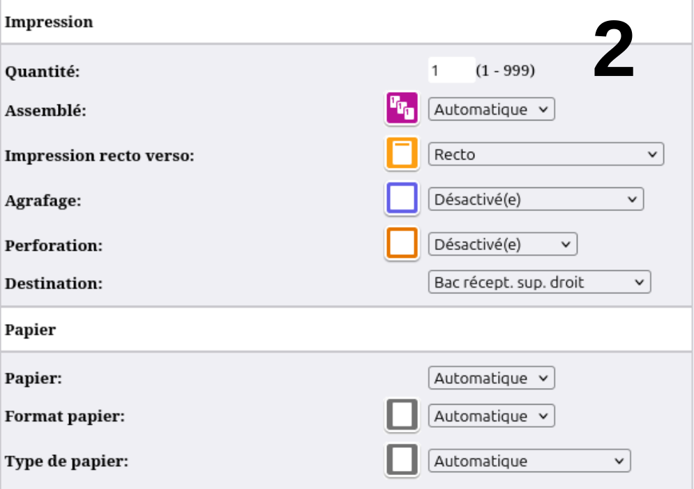 Options d'impression